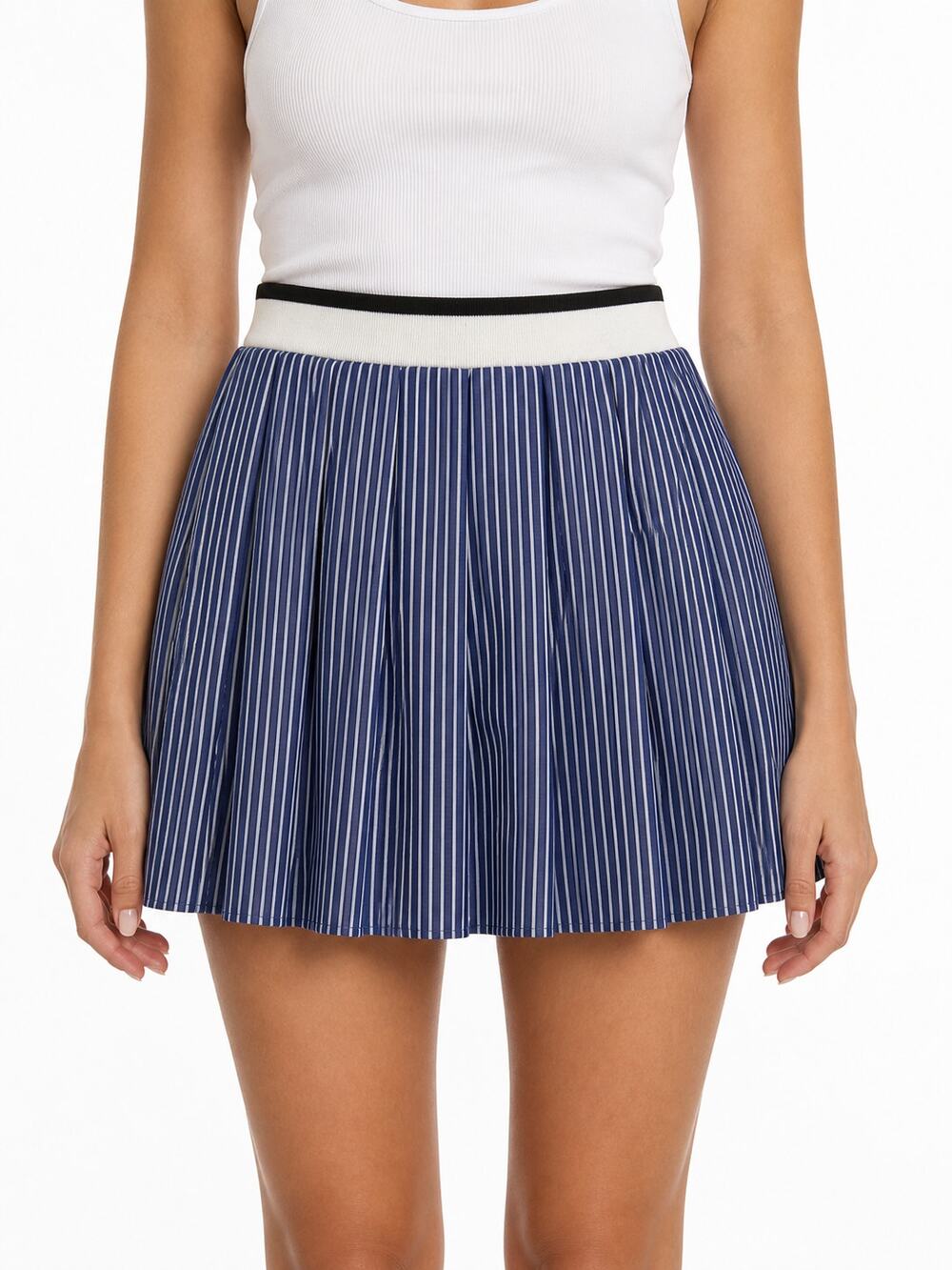 Uniqlo JW Anderson Pleated Mini Skirt Blue Stripe Size 2 Y2K Coquette Lolita